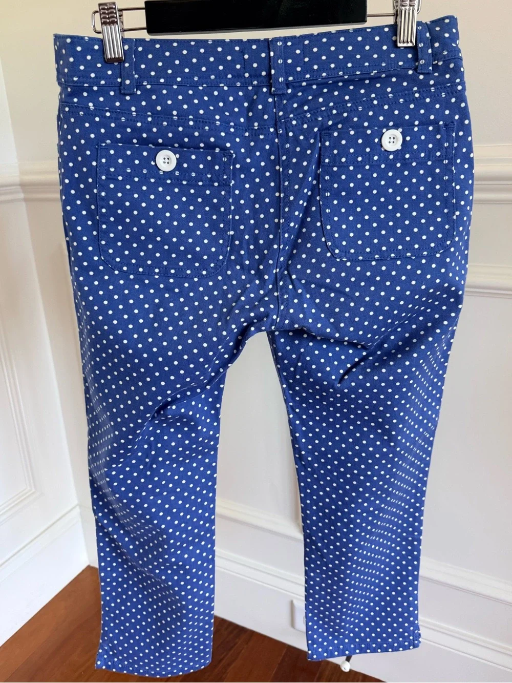 Mini Boden Big Girls Capri Pants Adjustable Waist Blue Polka Dot Jeans Size 14Y